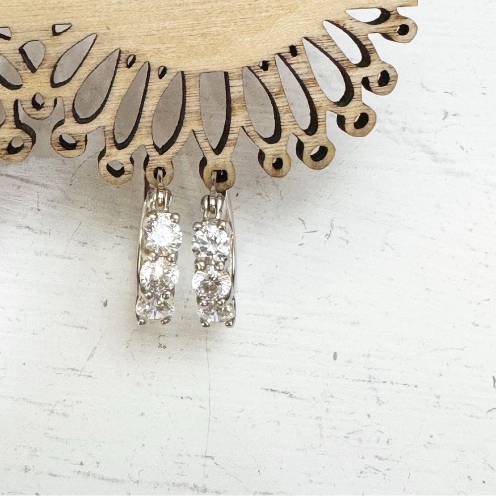 Vintage Sterling Silver 925 JCM Hinged Hoop Earrings - Picture 2 of 11